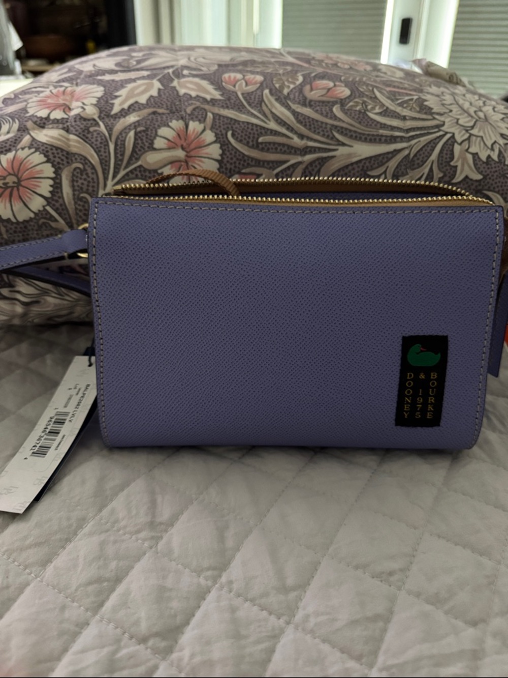 Dooney & Bourke Lavender Saffiano Double-Zip Crossbody Wallet